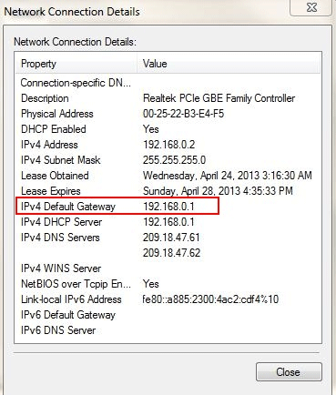 Network Gateway Details